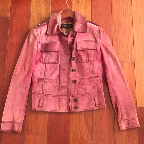 Gucci Jackets & Blazers - RARE* ❤️Gucci Women’s Pink Suede Jacket Sz:US / M